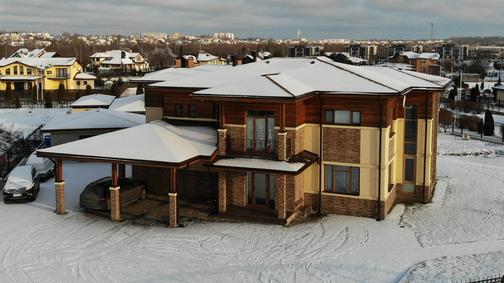 Построенный дом Кирпичный дом К410 — в стиле Райт, 377 м², 2 этажа, фото 5
