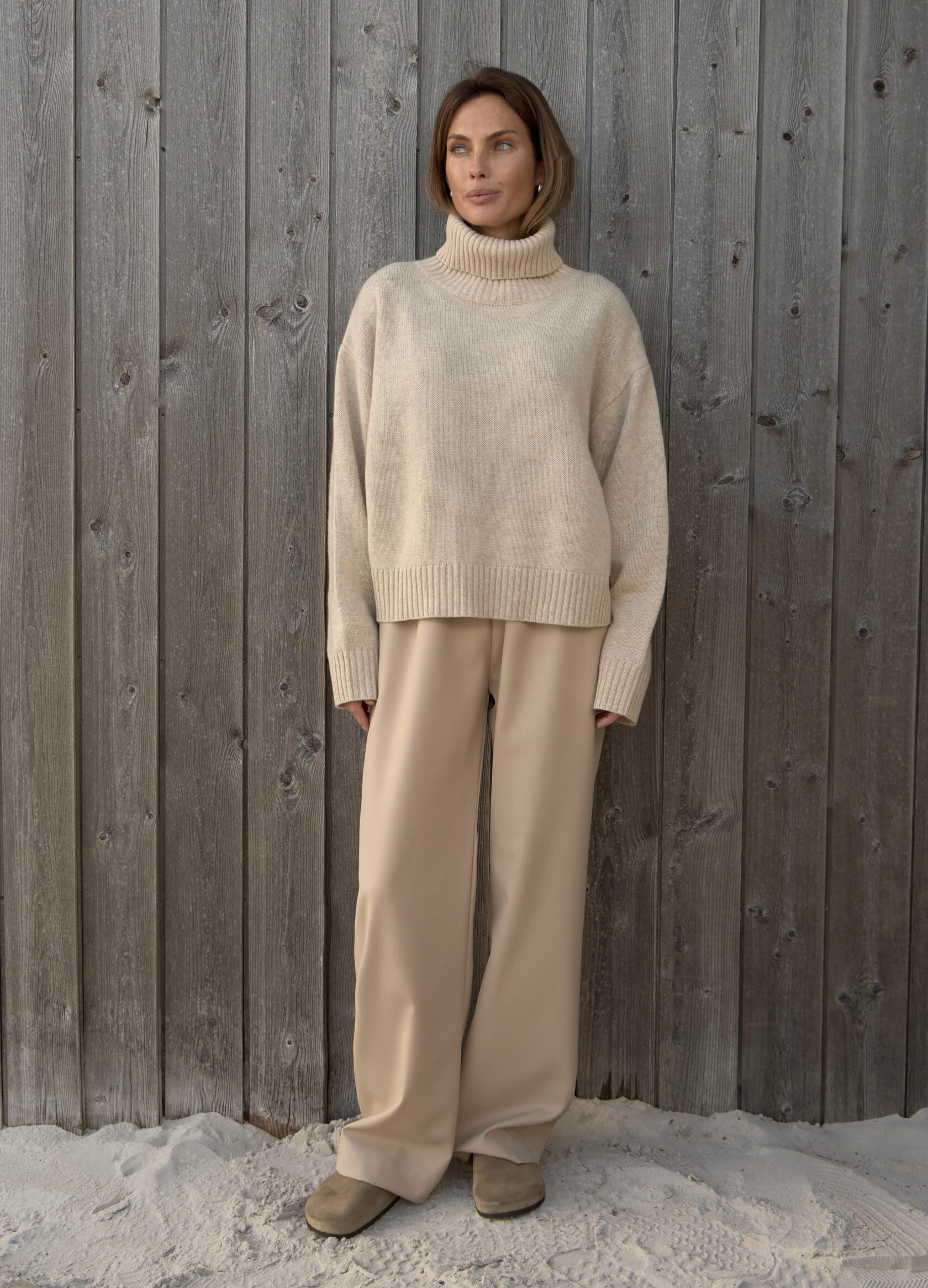

Брюки на резинке Comfort fit из итальянской шерсти - Бежевые, Taupe;бежевый