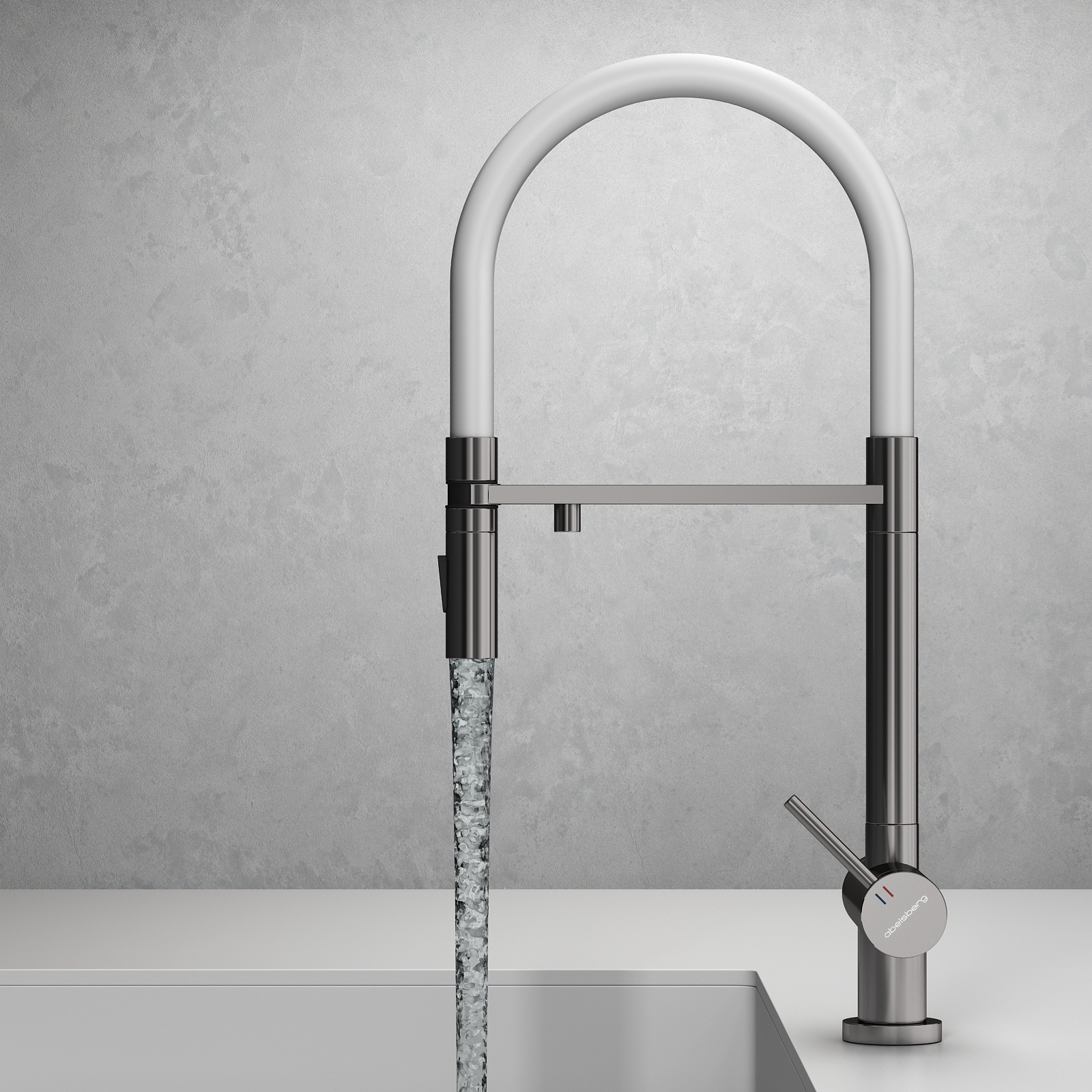 Смеситель для кухни Abelsberg Pura глянцевый c гибким изливом и возможностью подключения фильтра для воды