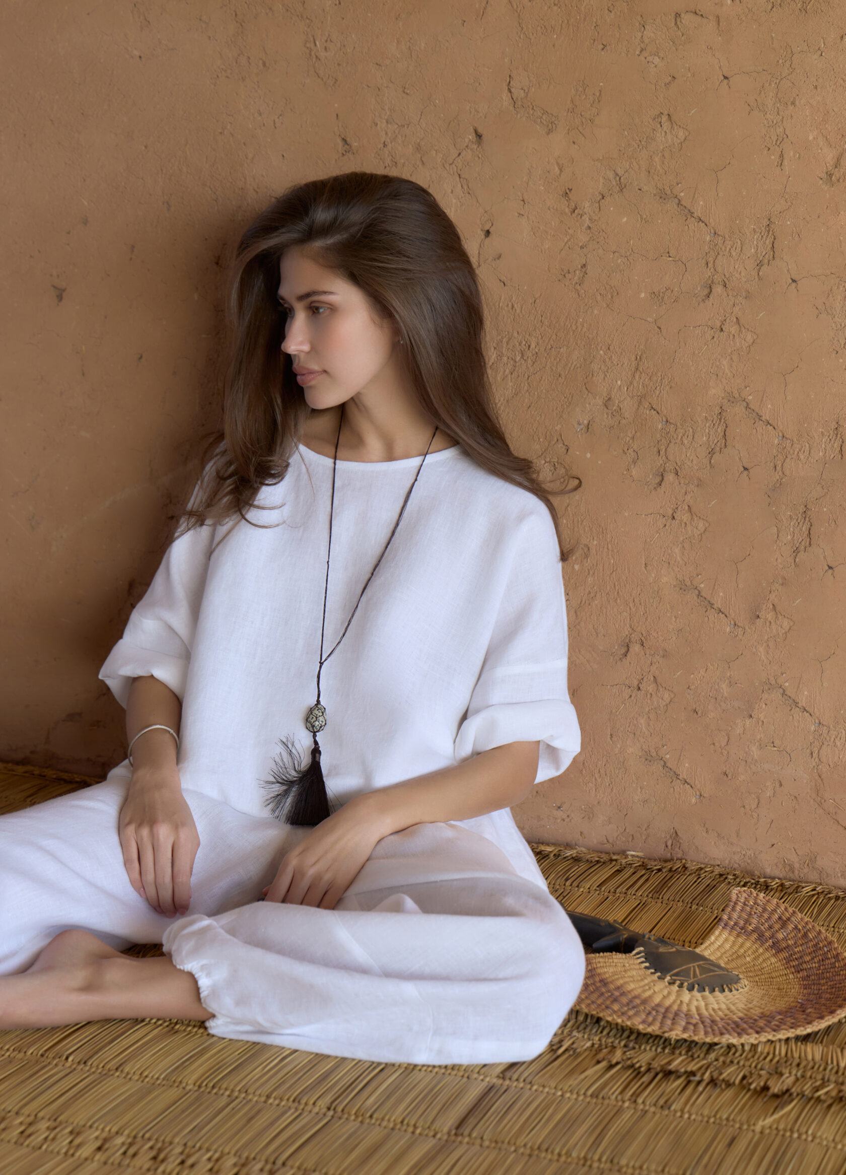

Льняной костюм Uluwatu: футболка + шаровары - Белый, White;белый