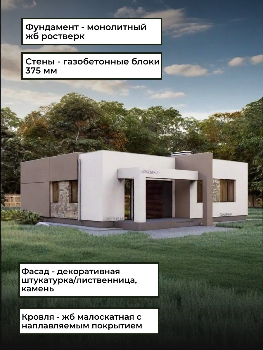 Проект дома 86 м2 / Газобетон / 1 этаж / — фото 5