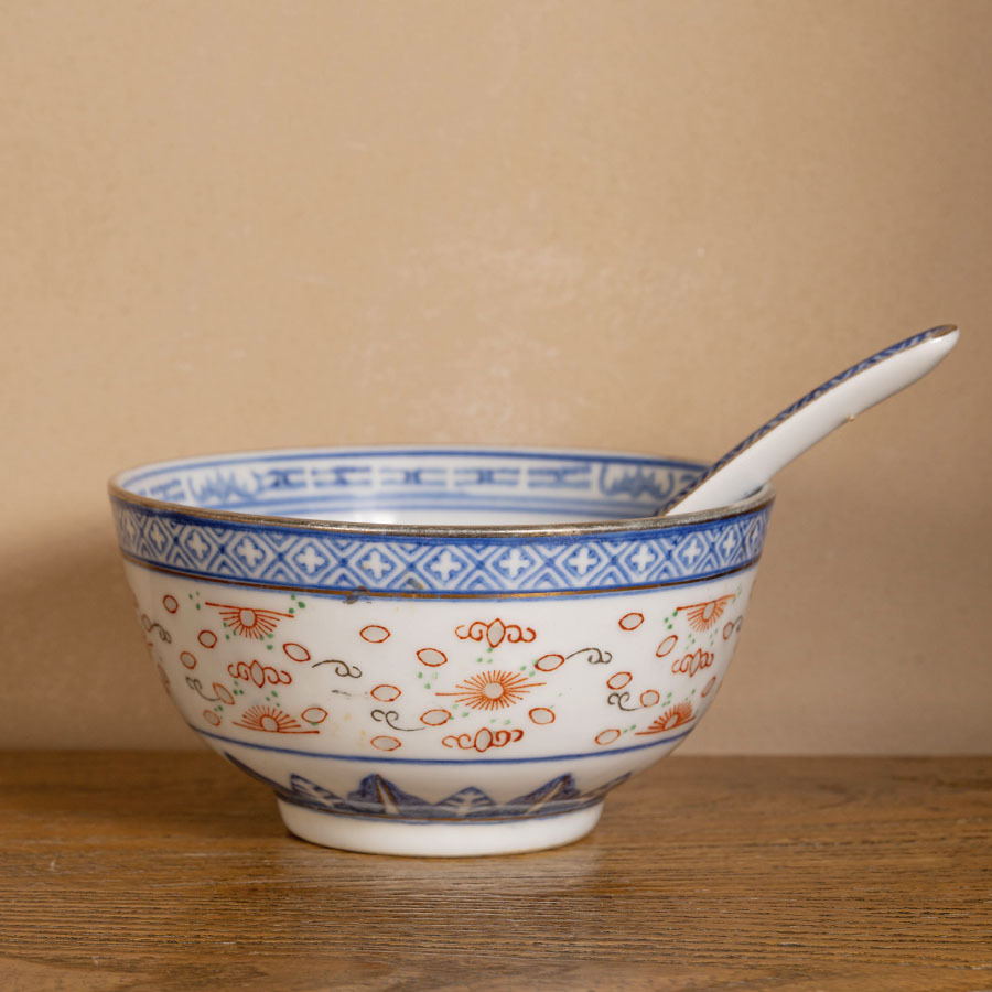 Пиала с ложкой винтажная