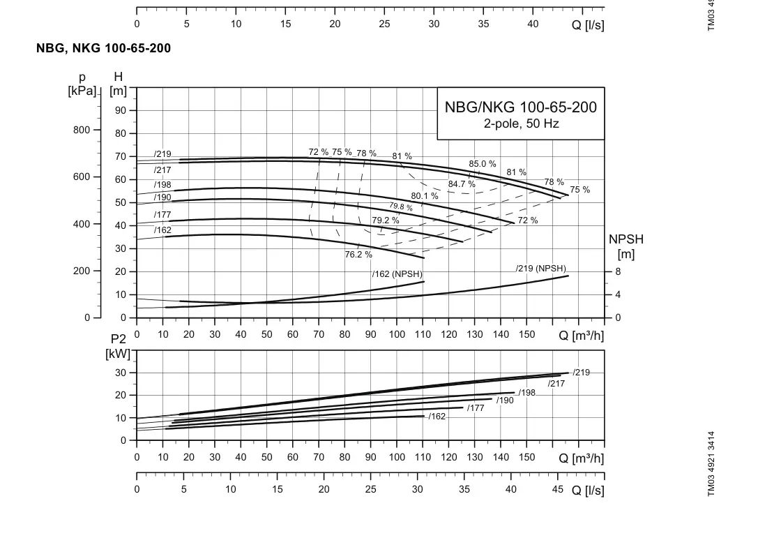 График работы насоса NK 65-200/217 A2-F2-A-E-BQQE