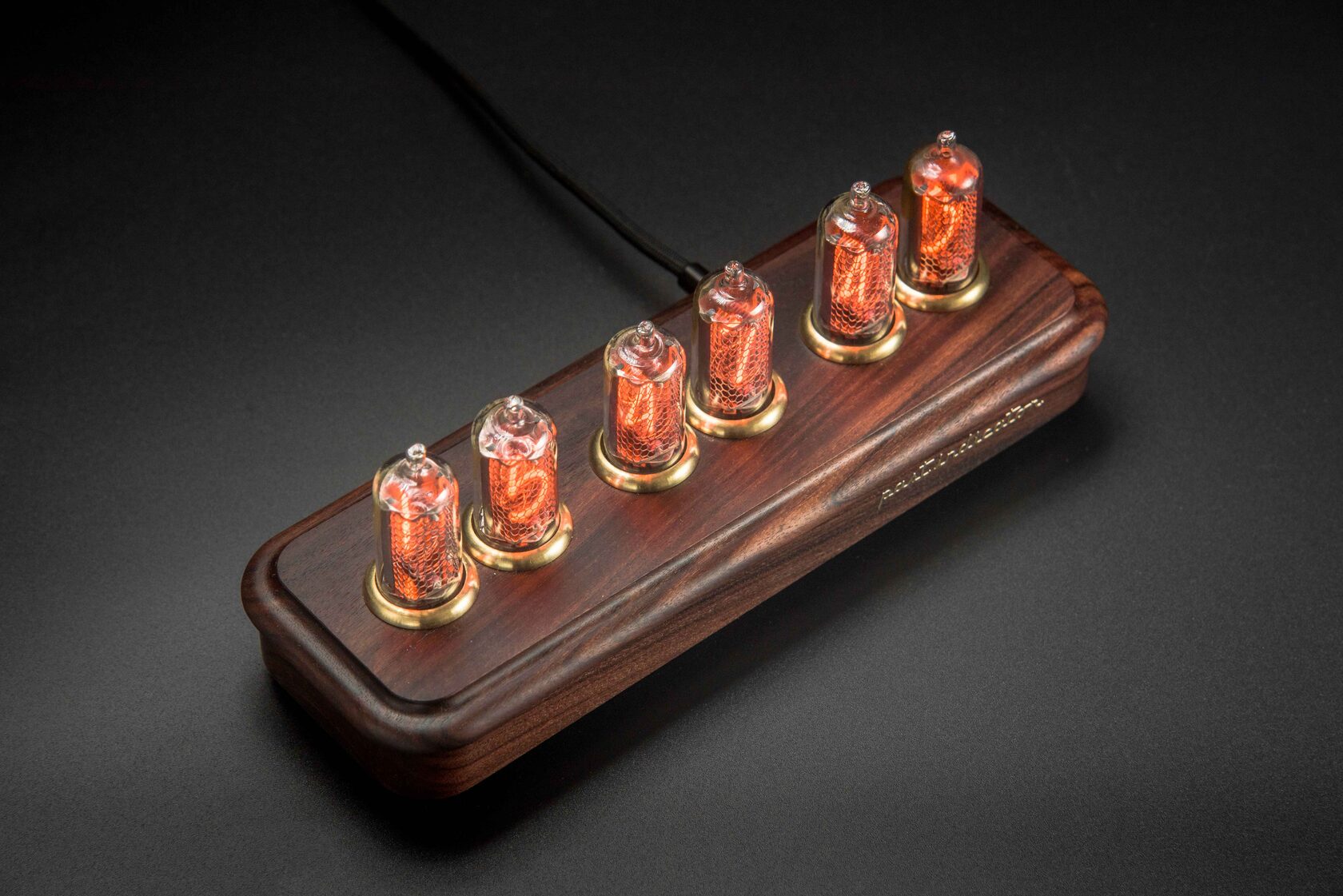 Vostok-3 Black: Rosewood nixie clock, view 3