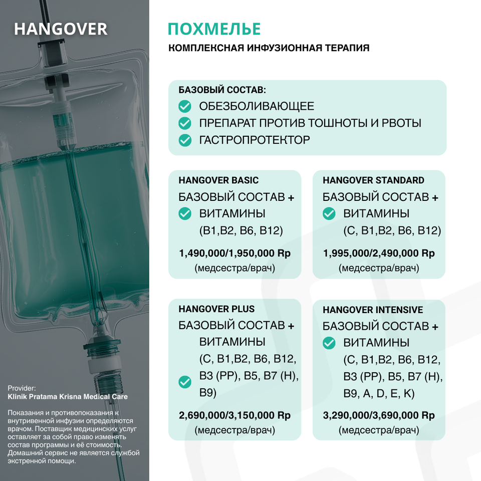 Программа против похмелья – Состав программы