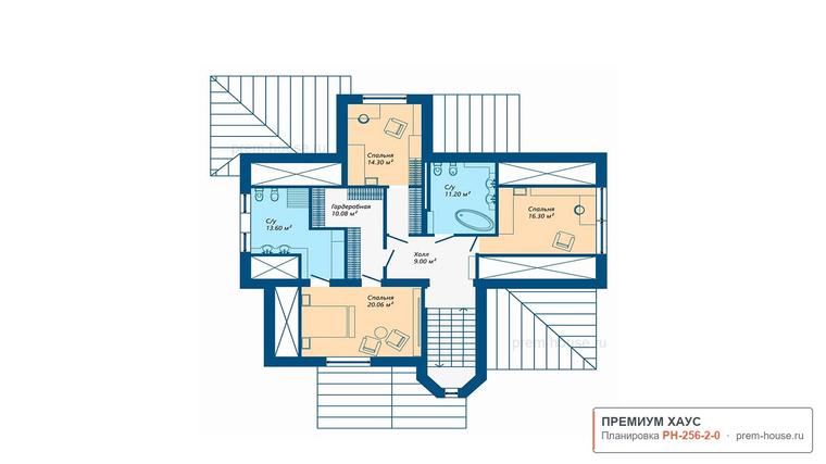 Планировка 1 этажа дома Загородный дом в стиле Модерн, 256 м²— Премиум Хаус