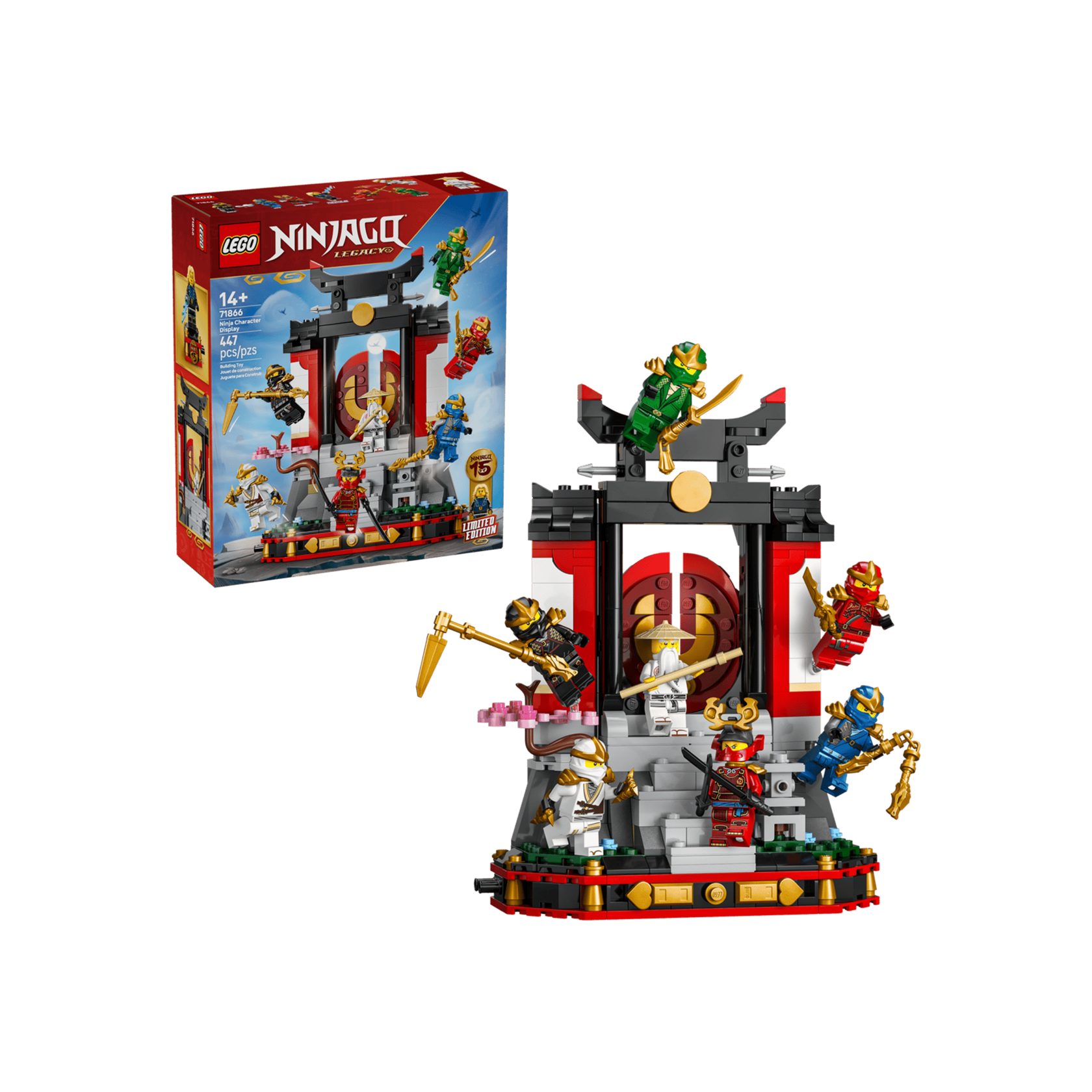 LEGO Ninjago 71866 юбилейный дисплей: монастырь с минифигурками и коробка