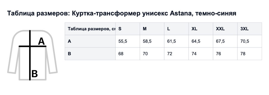 Таблица размеров