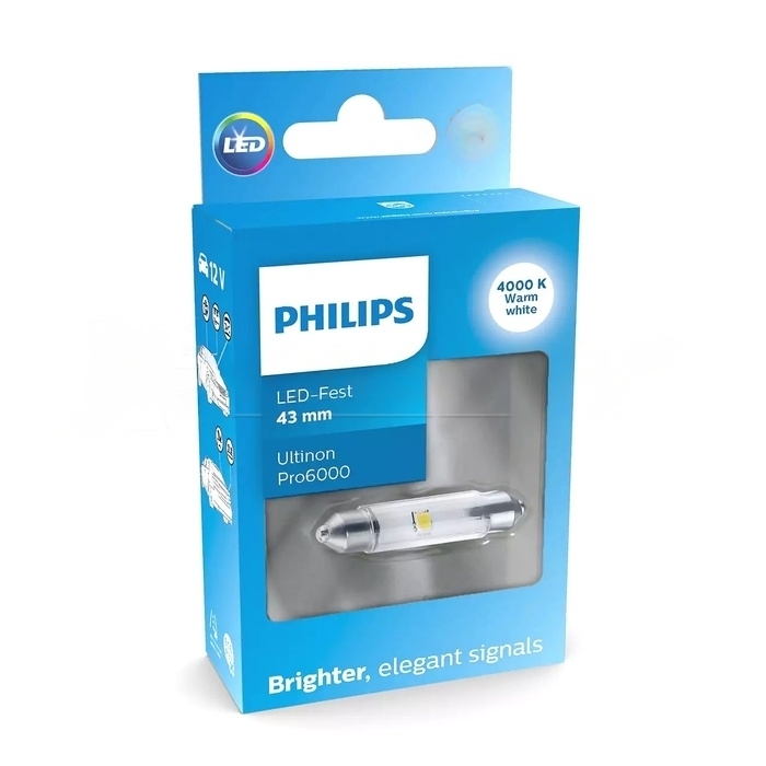 Светодиодные лампы C5W Philips Ultinon Pro6000 43mm - 11866WU60X1 ...
