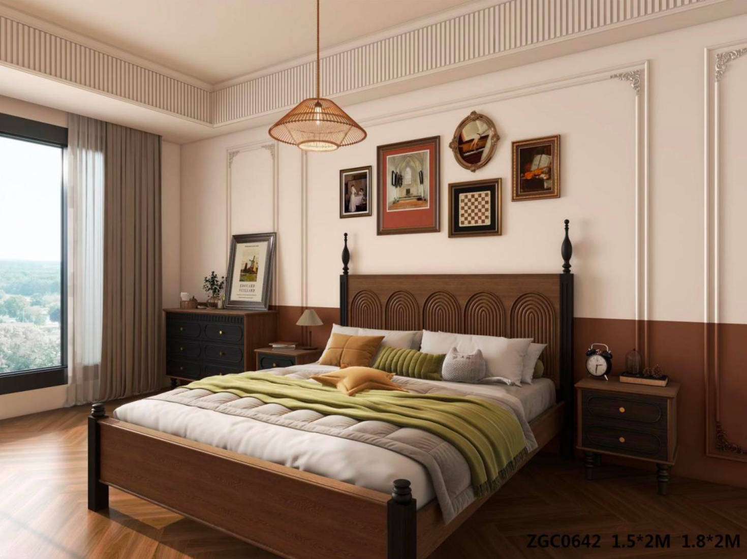 Кровать из массива ясеня с арочным резным изголовьем — Woodskin