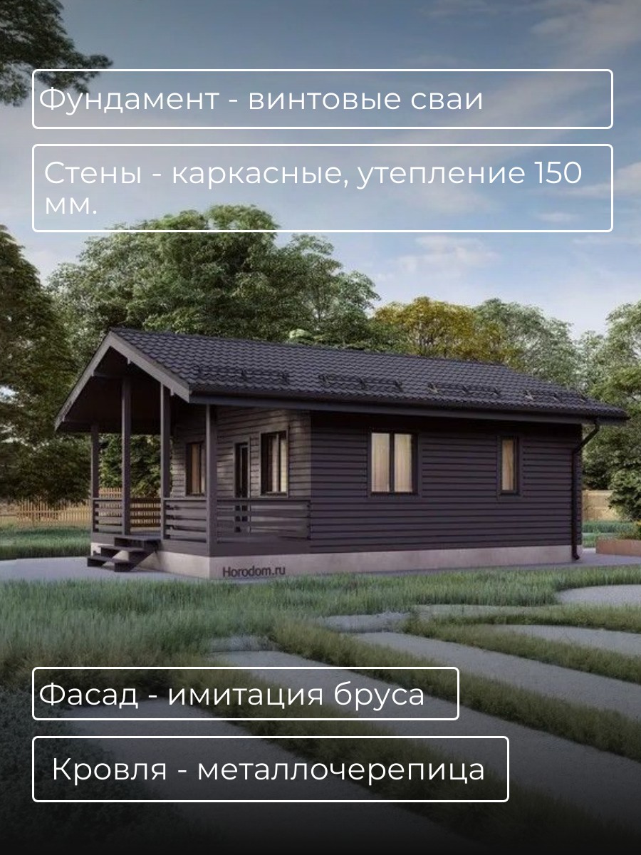 Проект дома 43 м2 / Каркасник / 1 этаж / — фото 5