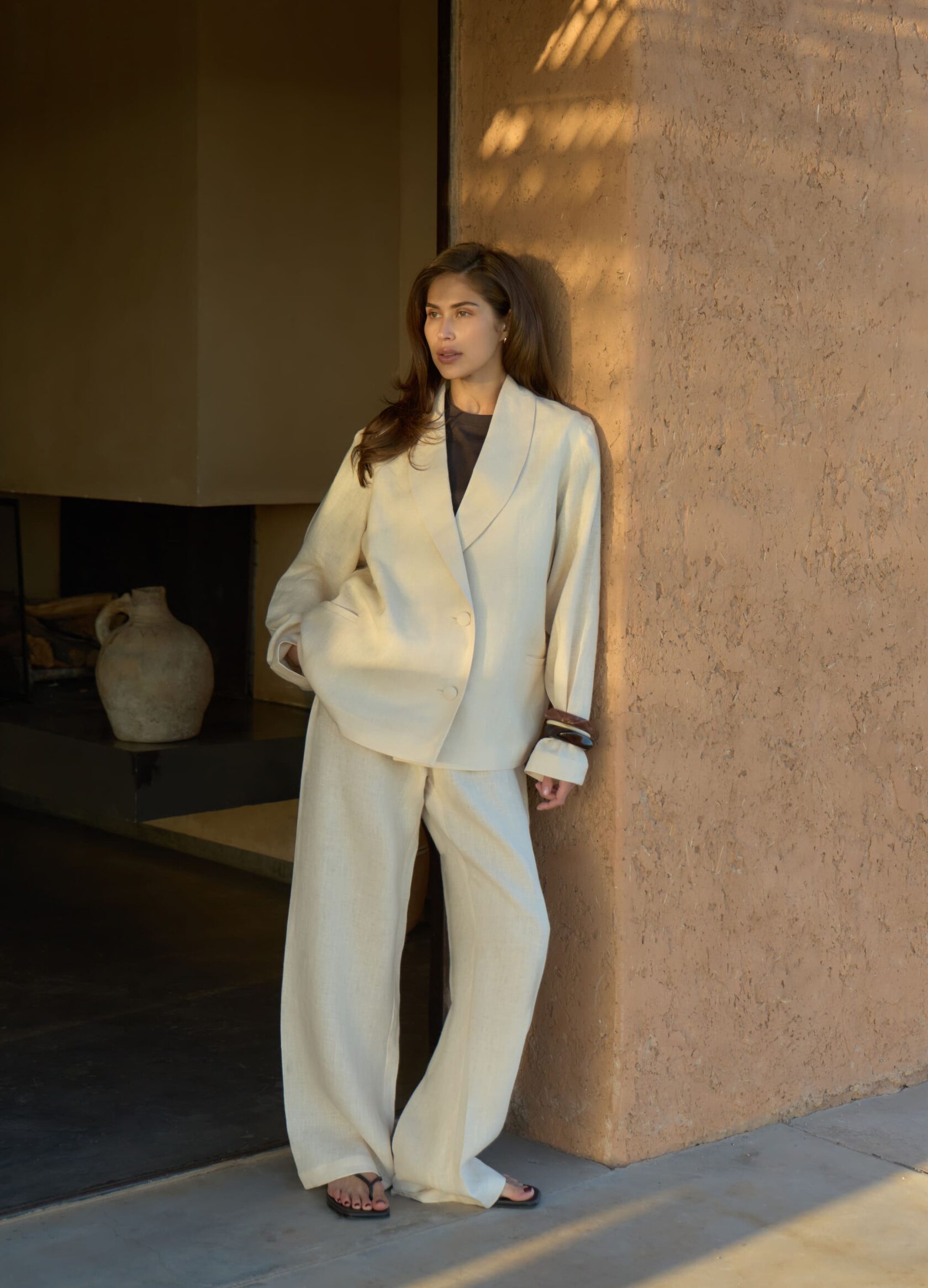 

Льняной костюм Portofino: жакет + брюки - Бежевый, Cream;бежевый