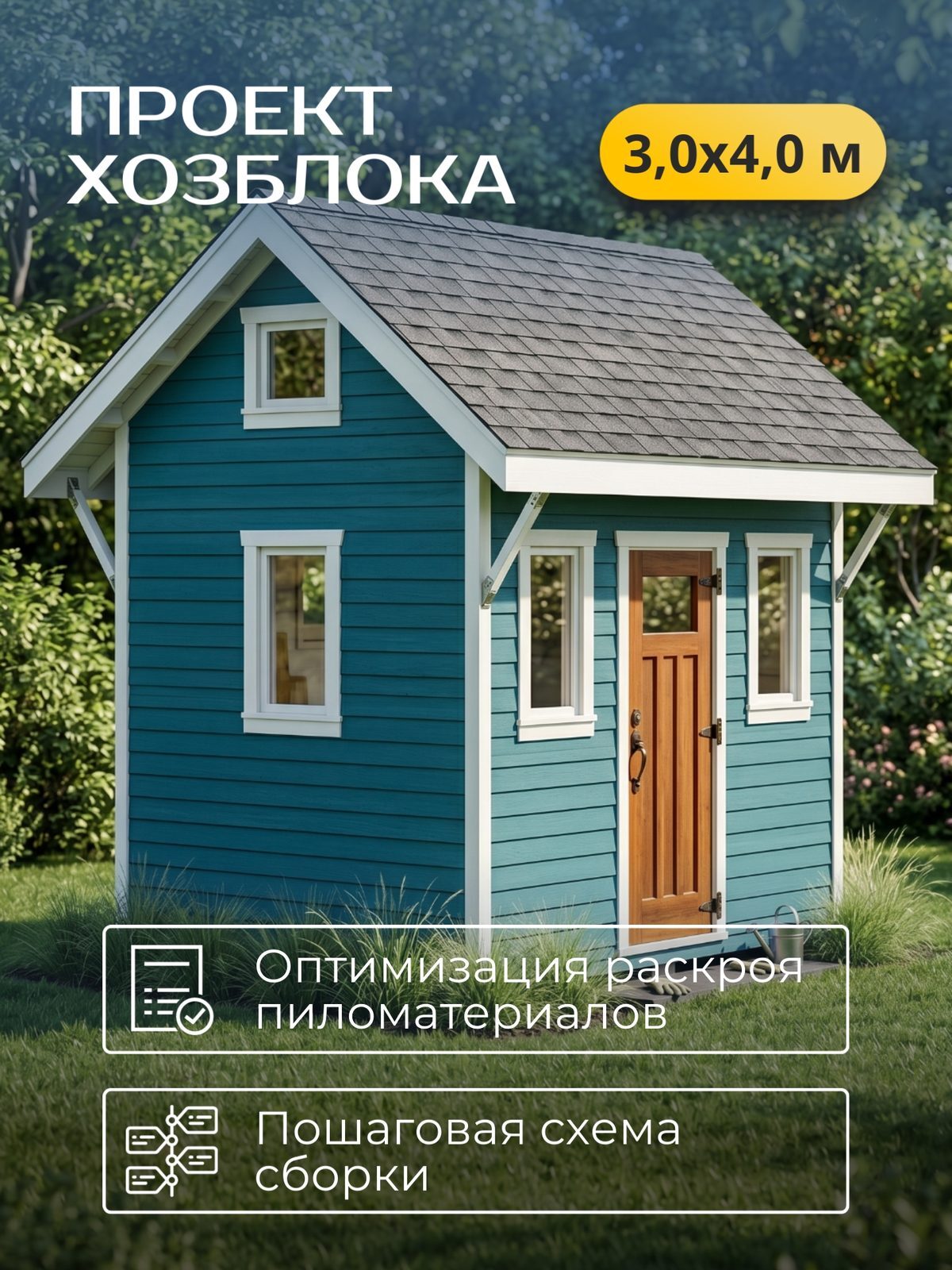 Проект хозблока 3,0×4,0 м / HDHB7