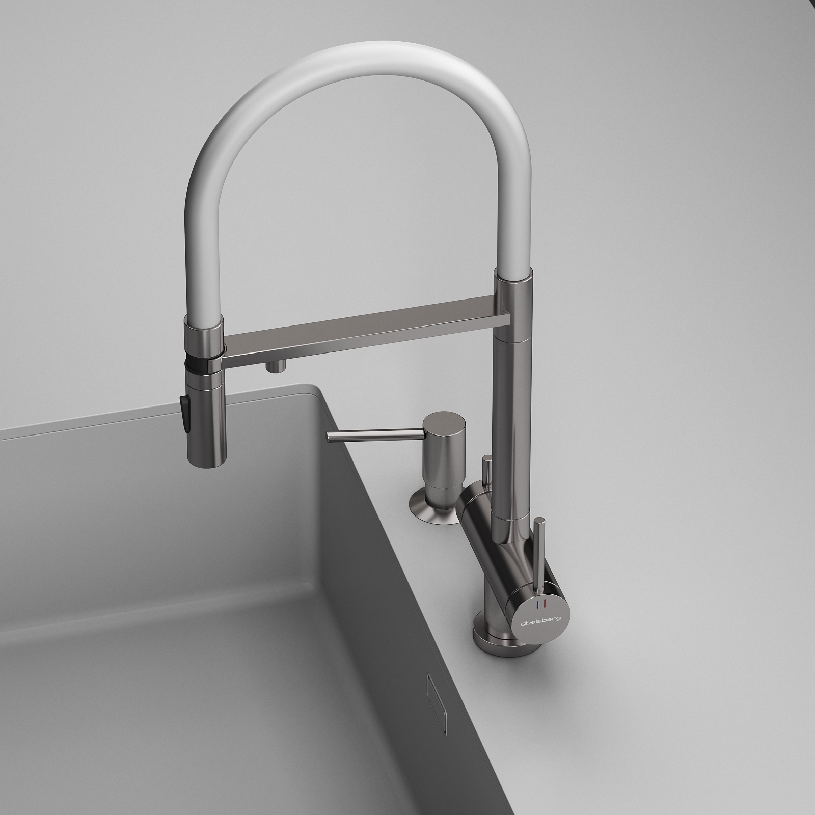 Смеситель для кухни Abelsberg Pura глянцевый c гибким изливом и возможностью подключения фильтра для воды