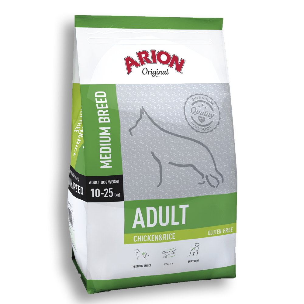 Сухой безглютеновый корм ARION Original Adult Medium Breed цыплёнок с рисом