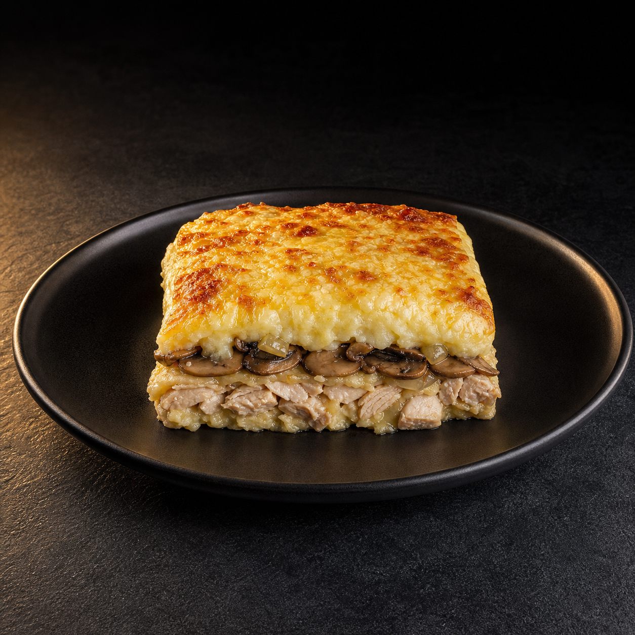 Запеканка из мяса с картофельным пюре и грибами — порция 350 г