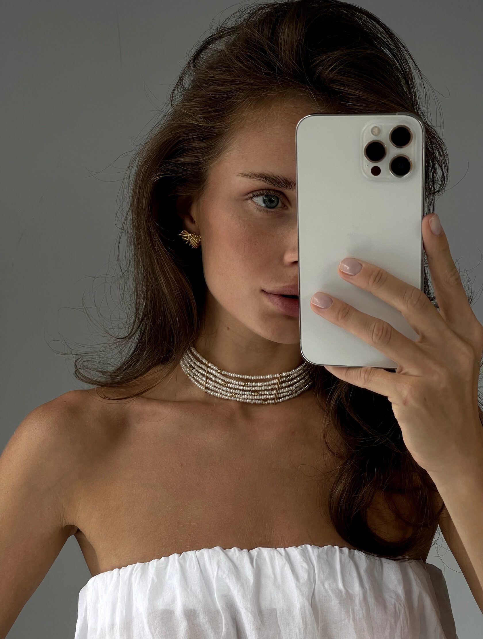 Многоярусное колье , базовые серьги