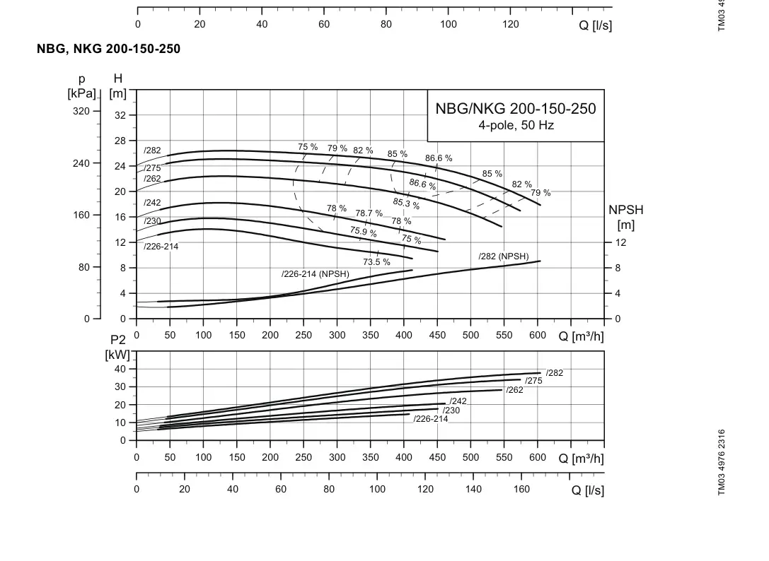 График работы насоса NK 150-250/262 EUP A2-F2-A-E-BQQE