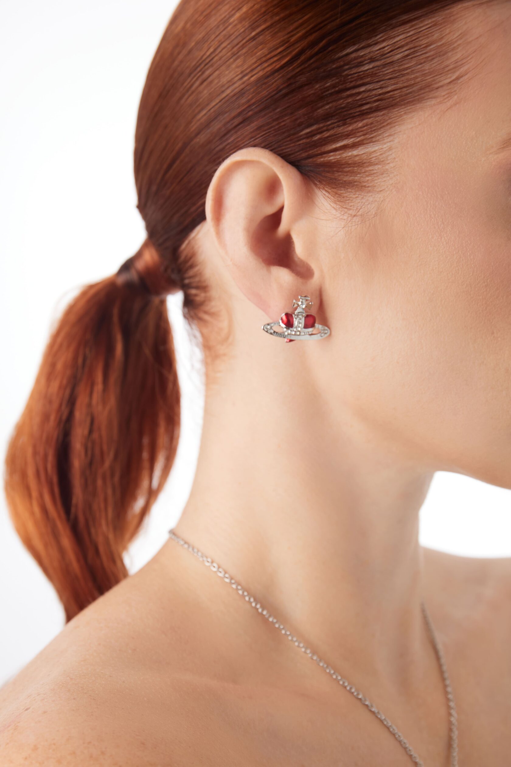 Сережки Vivienne Westwood Diamante Red Heart Earrings