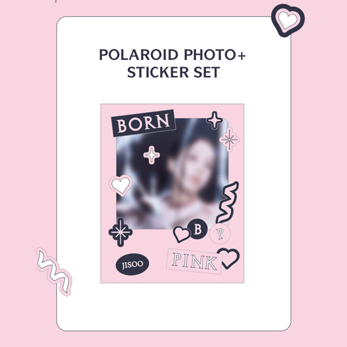 Набор BLACKPINK BORN PINK: фото-полароид в розовой рамке со стикерами