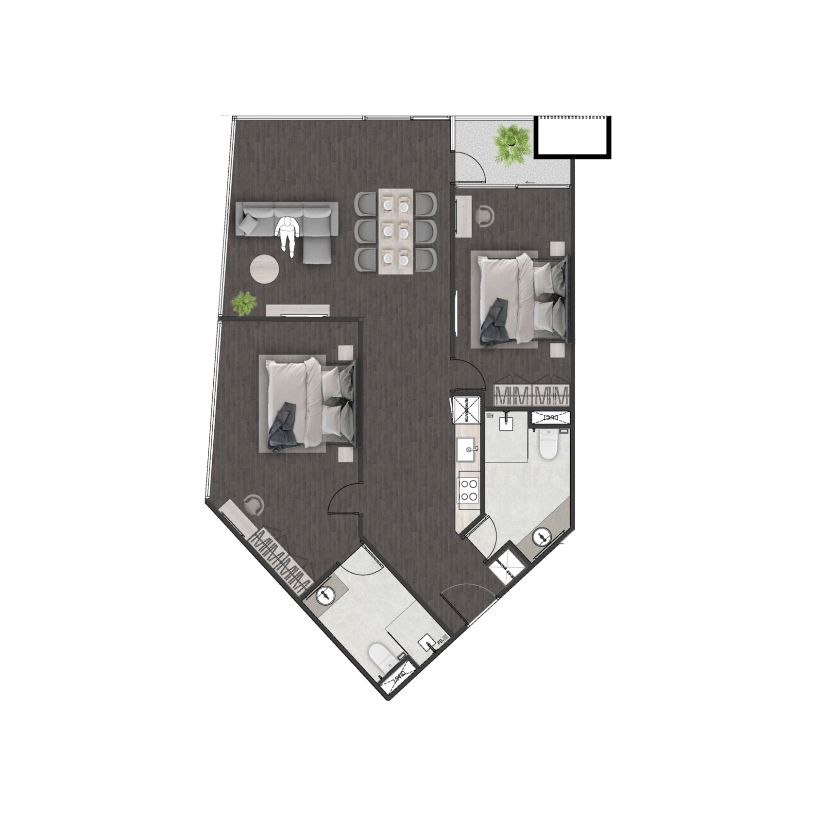 Unit 4509 — 2 Bed · 96.65 m²