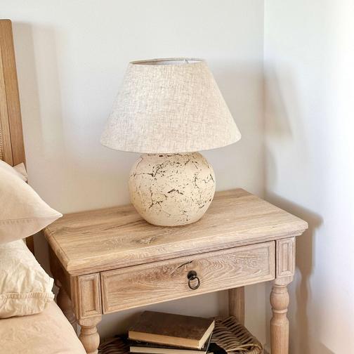 Настольная лампа Рустик / лен высокая