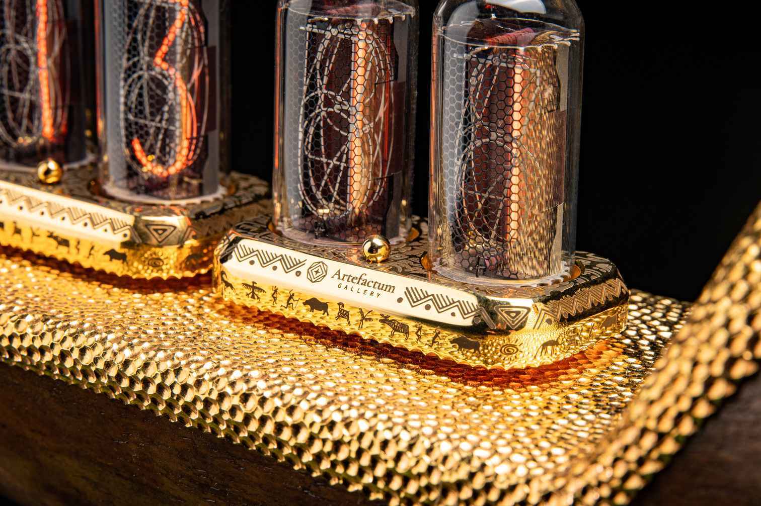 Relics: Mammoth Femur nixie clock, view 3