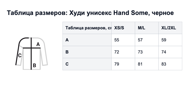 Таблица размеров