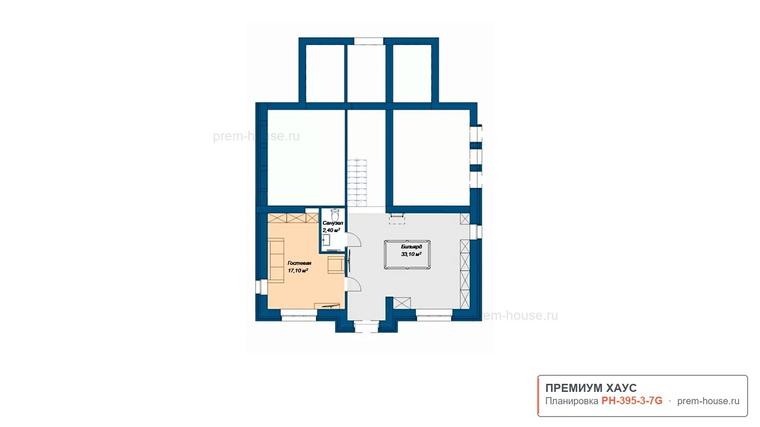 Планировка 3 этажа дома Особняк в стиле Райта Л, 395 м² — Премиум Хаус