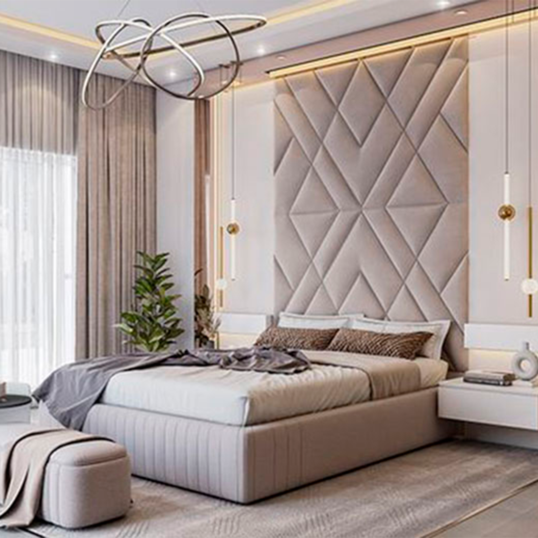 Мягкая стеновая панель в спальню PD218 - «AMBASSADOR-Design»