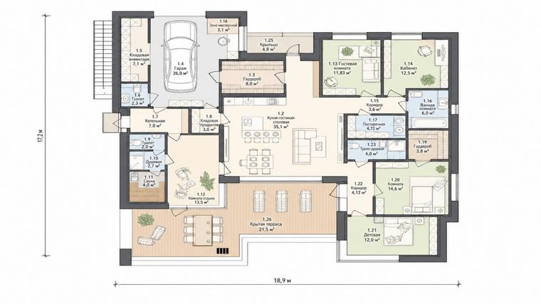 Планировка дома Минимализм КП-200, 200 м² — Премиум Хаус
