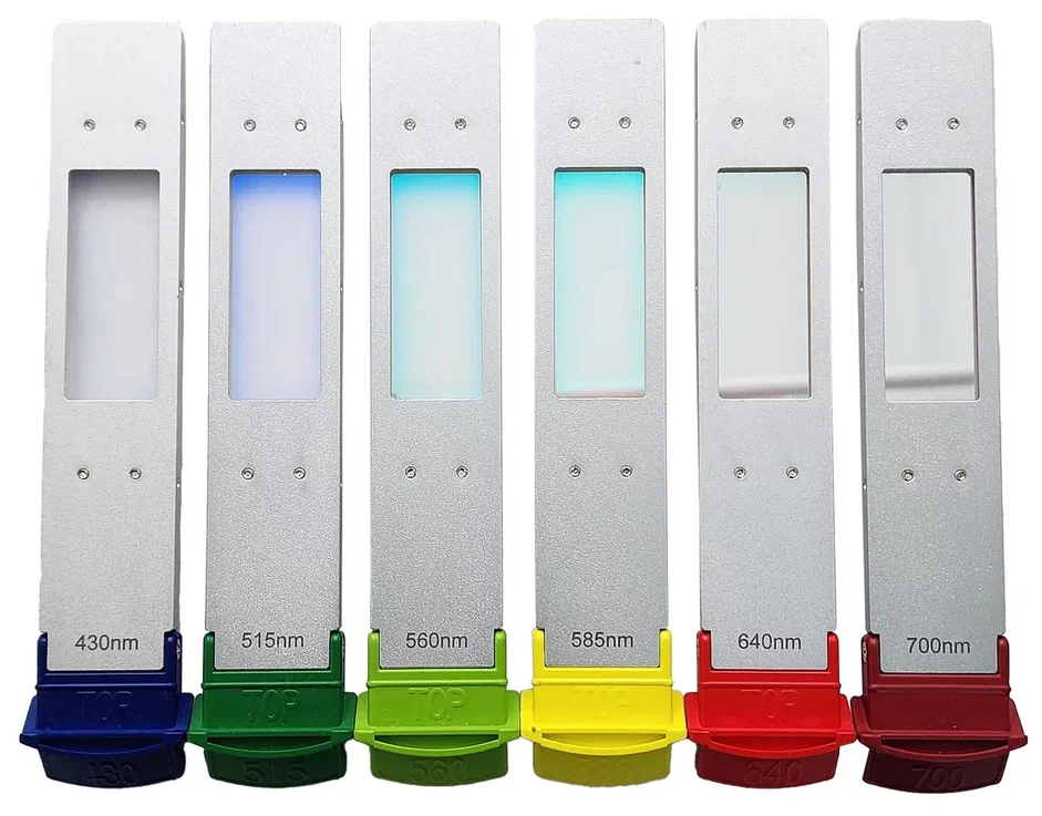 Шесть фильтров ClearLight: 430, 515, 560, 585, 640, 700 нм