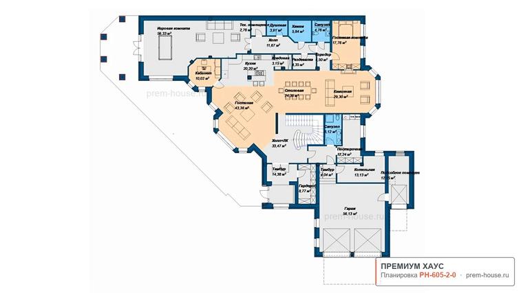 Планировка 1 этажа дома Дом в классическом стиле в Репино-парке, 605 м²— Премиум Хаус