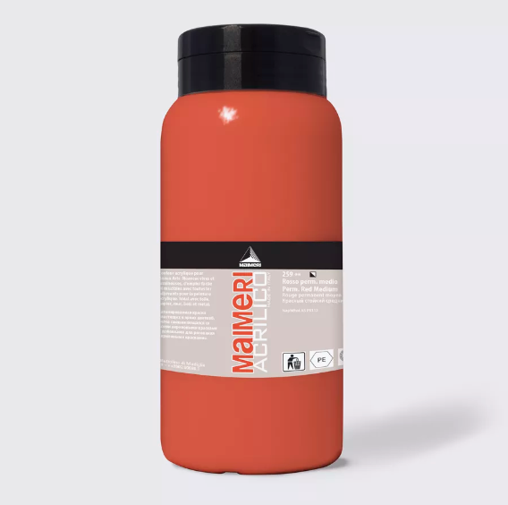 MAIMERI ACRILICO Künstleracrylfarbe – 1000 Ml, Permanentrot Hell, Lichtecht & Deckend