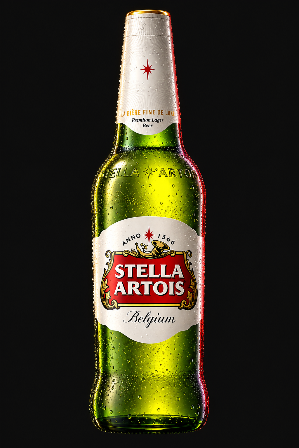 Stella Artois — зелёная бутылка с красным фирменным гербом
