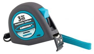Рулетка "Ergonomisch", 3 м x 16 мм, магнитный обрезиненный зацеп// Gross