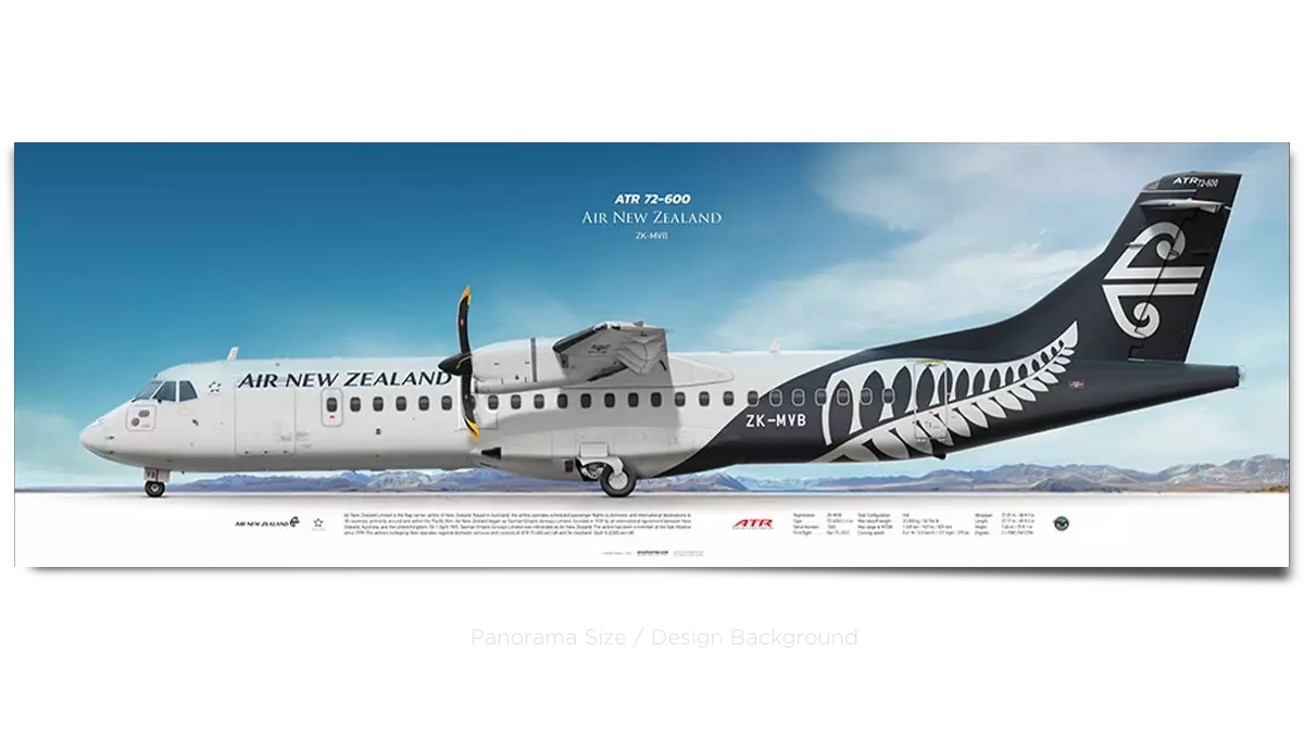 ATR 72‑600 Air New Zealand ZK‑MVB | Print | Aviaposter