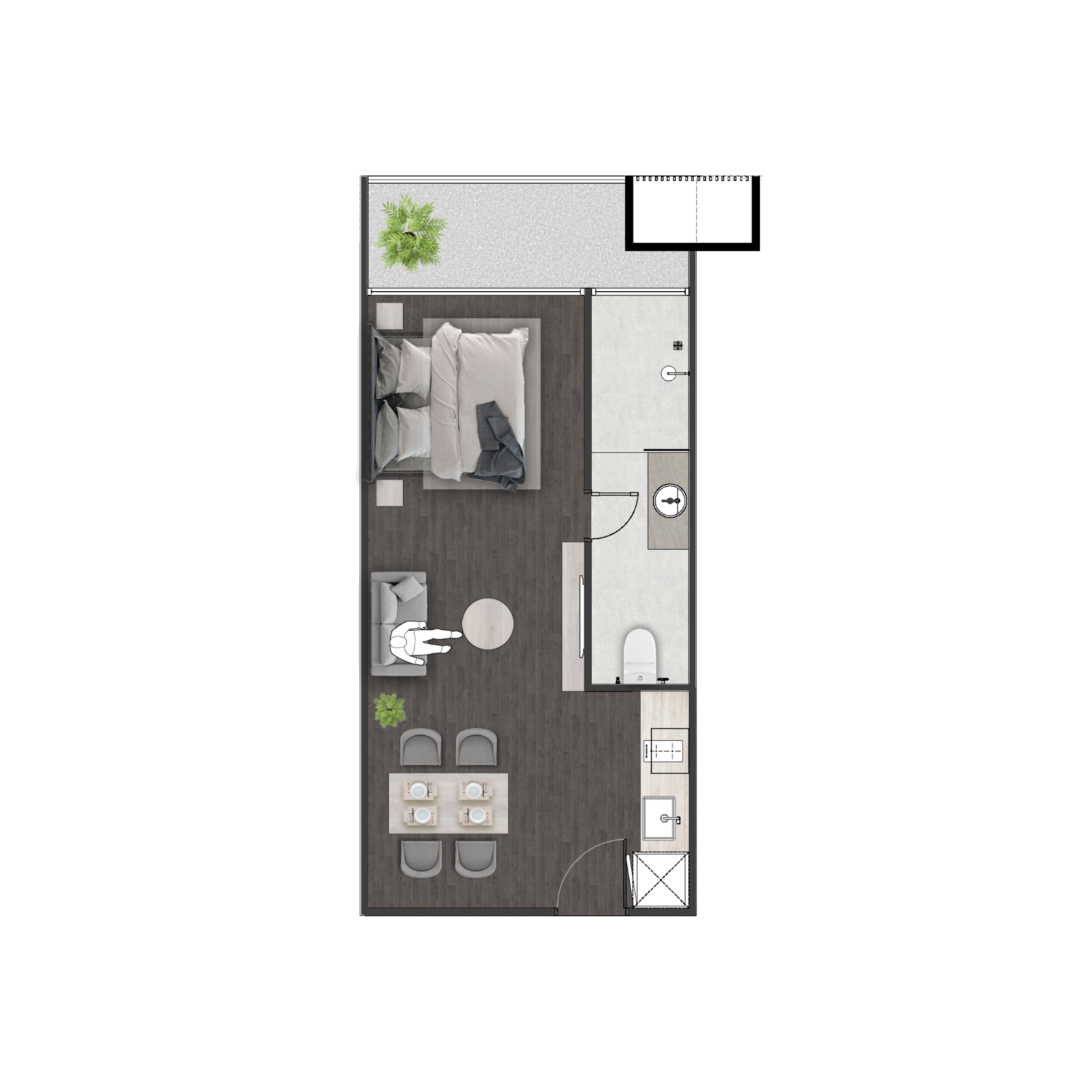 Unit 3208 — Studio · 44.55 m²