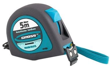 Рулетка "Ergonomisch", 5 м x 25 мм, магнитный обрезиненный зацеп// Gross