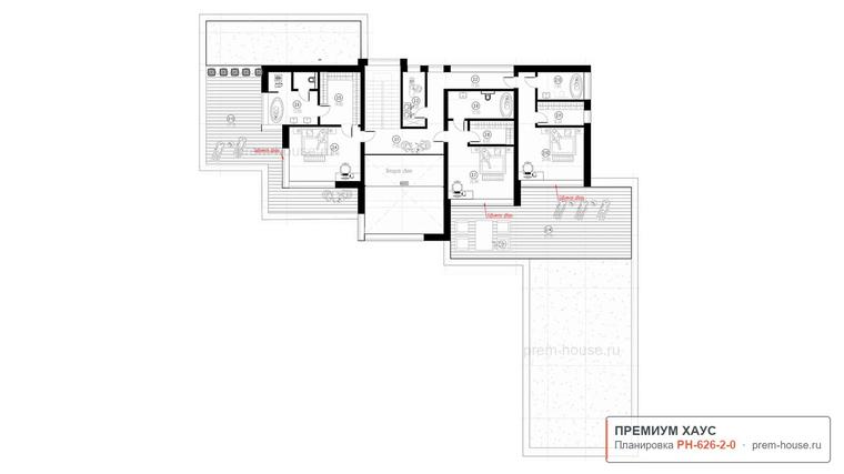 Планировка 2 этажа дома Райт КП-626, 626 м²— Премиум Хаус