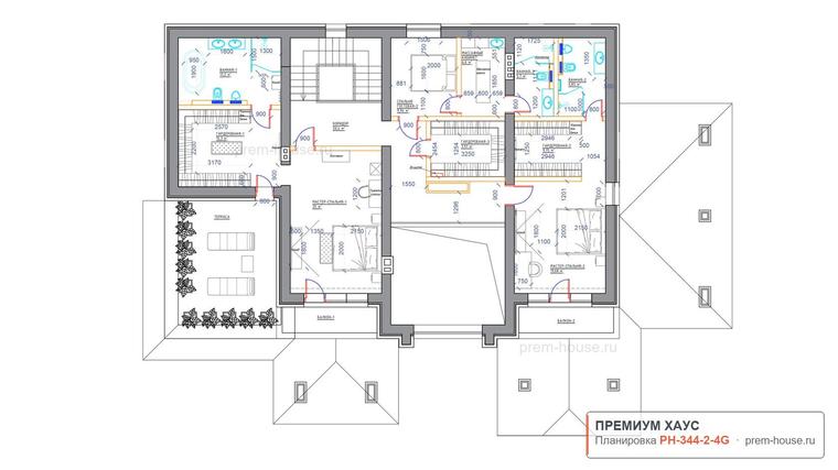 Планировка 2 этажа дома Райт с плоской кровлей П-350, 344 м²— Премиум Хаус