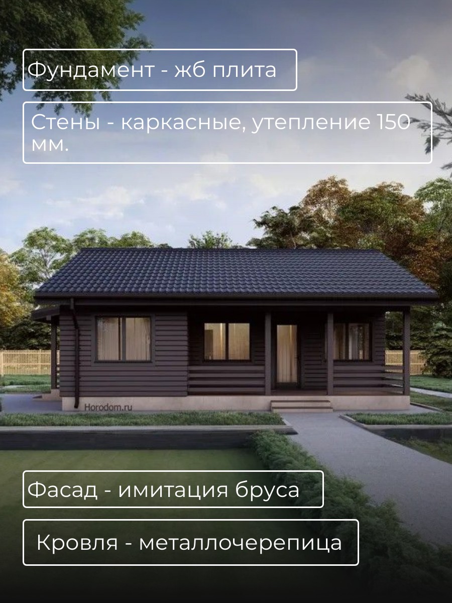 Проект дома 60 м2 / Каркасник/Баня / 1 э — фото 5