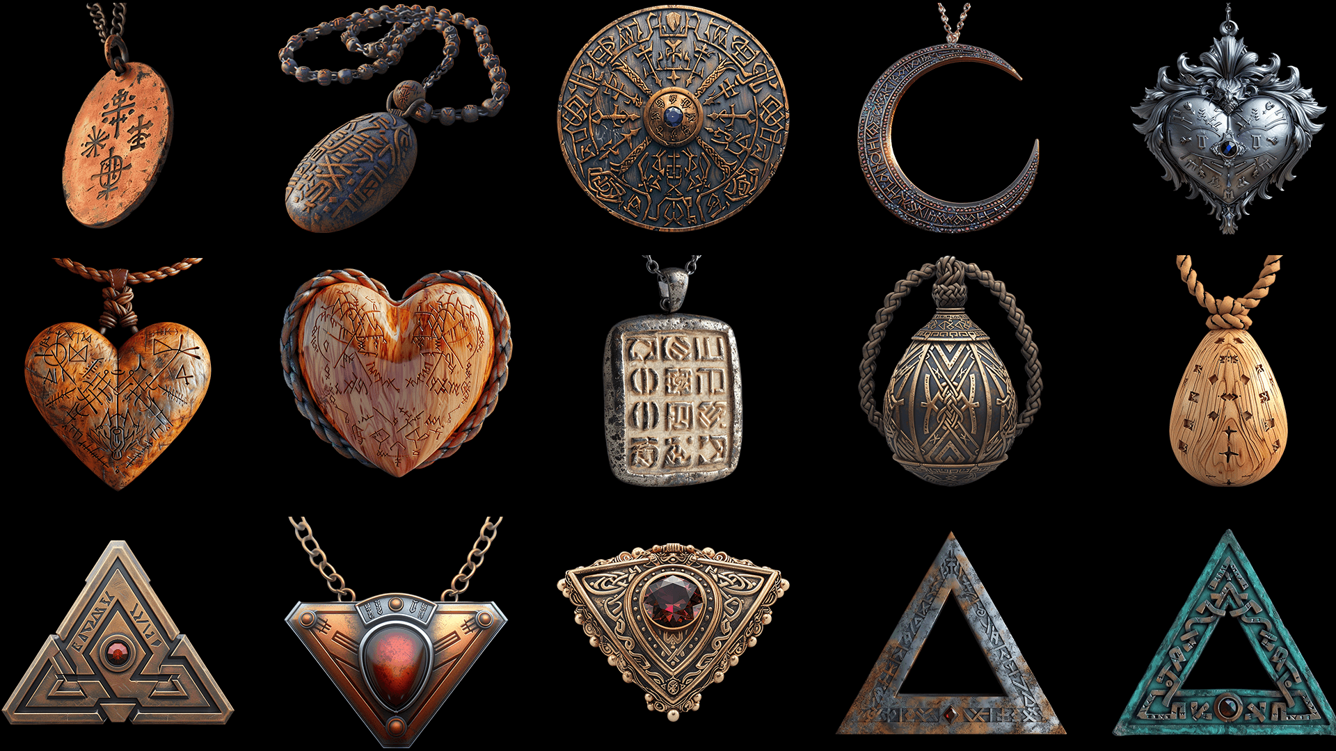 Mystical 2D Rune Amulets for Games and Designs