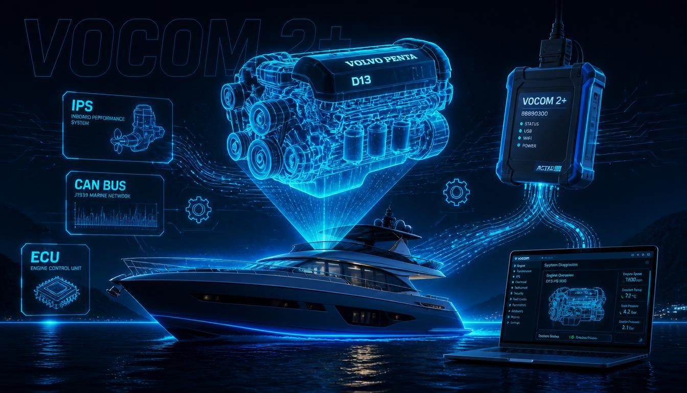 Двигатель Volvo Penta D13 на яхте — диагностика морского двигателя сканером VOCOM 2+