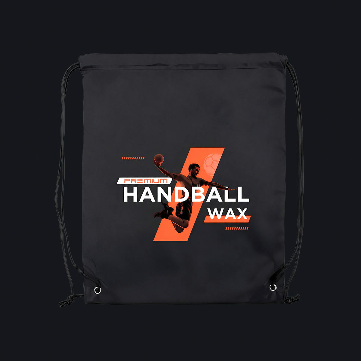 Чёрная спортивная сумка-мешок Handball Wax, плоский вид