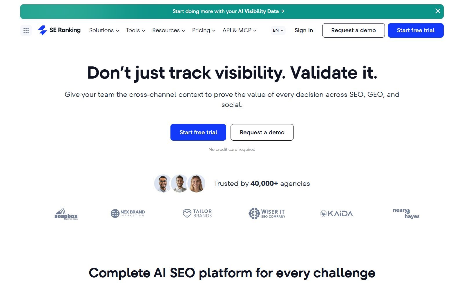 SE Ranking homepage screenshot (October 2026)