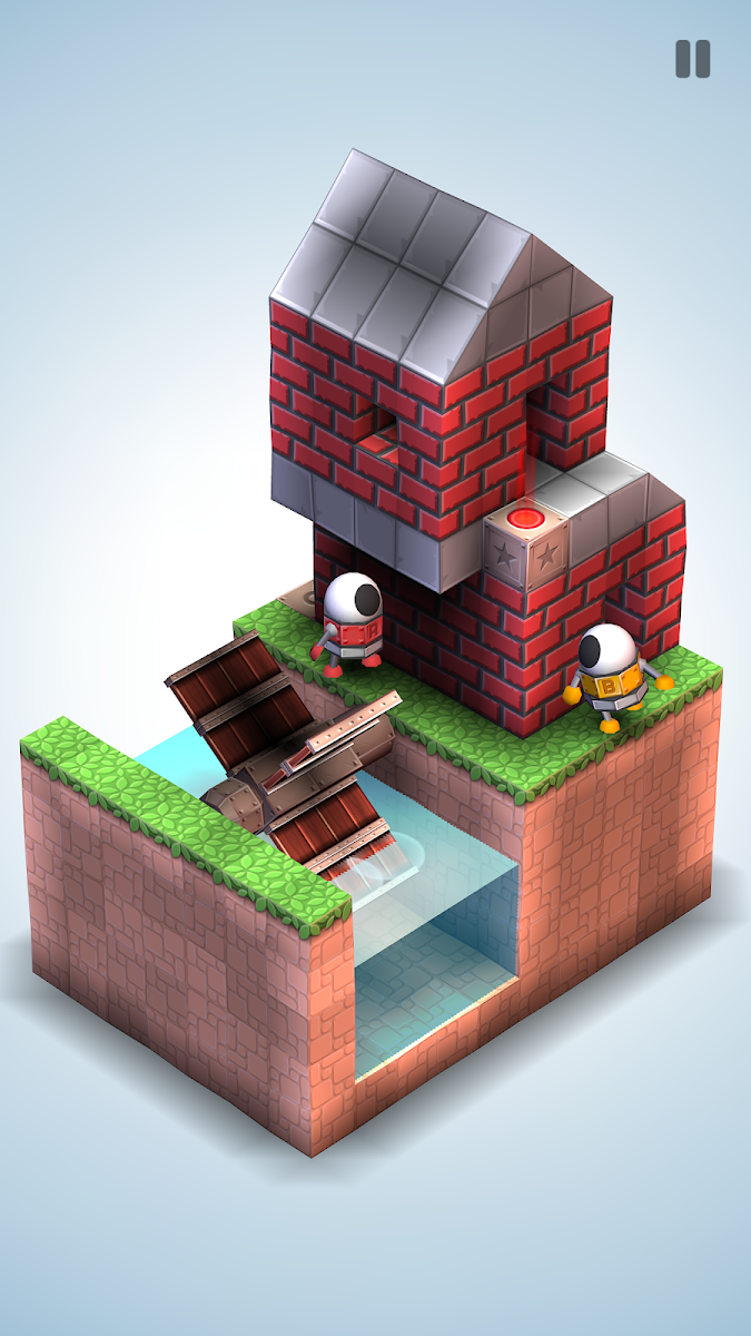 Robot on a brick diorama in Mekorama
