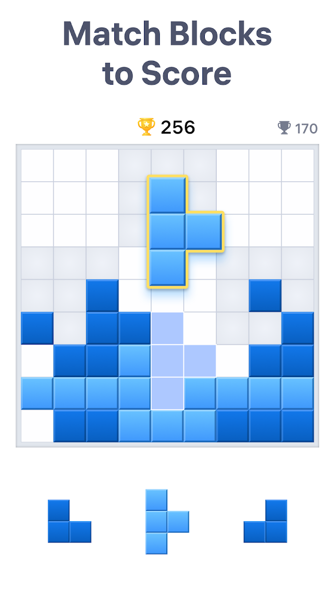 Blue blocks on the 9×9 board in Blockudoku