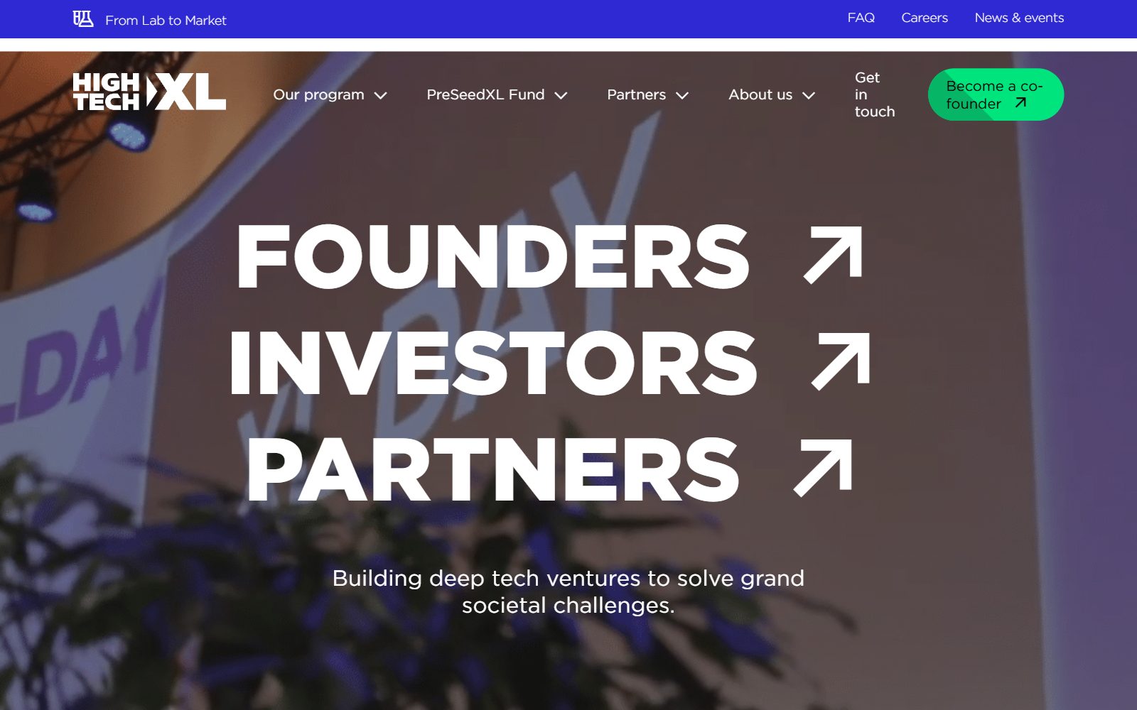 HighTechXL homepage screenshot (October 2026)