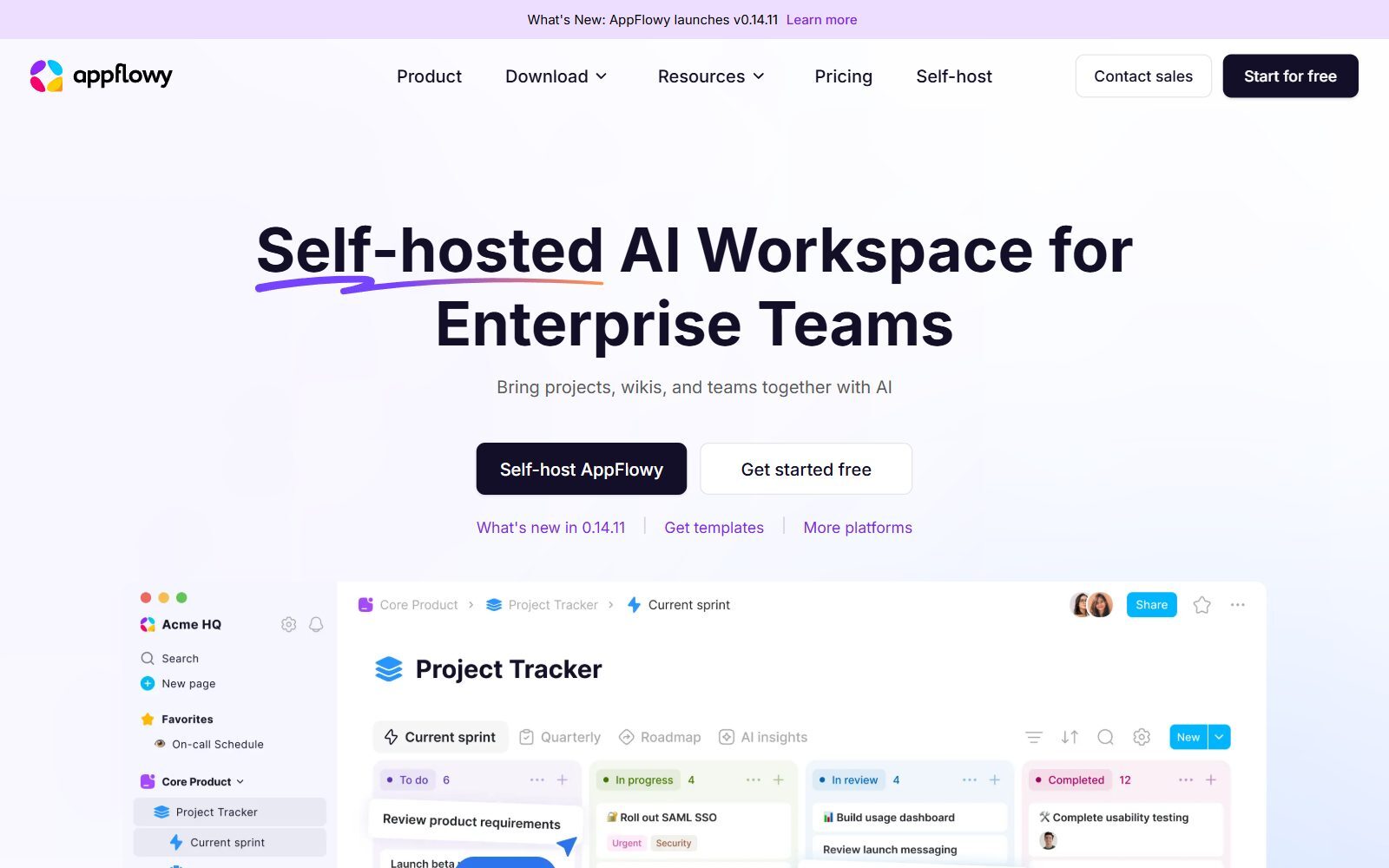 AppFlowy homepage screenshot (October 2026)